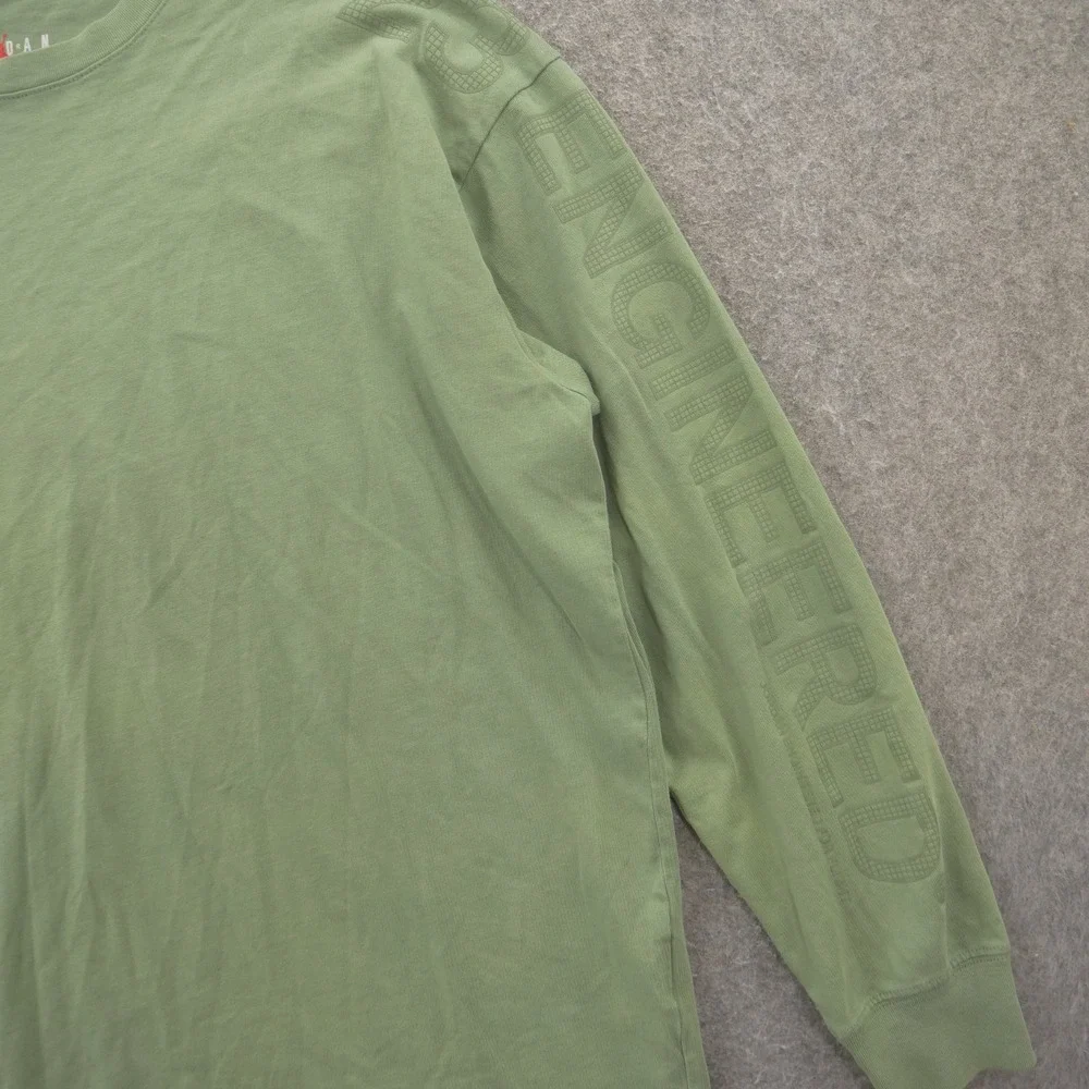 Nike Jordan Engineered Shirt Mens Large Green Long Sleeve Crew Graphic Print Log